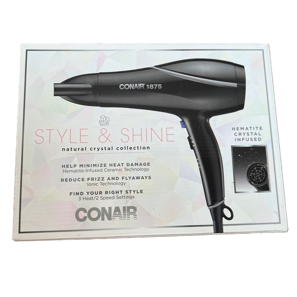 Conair Style and Shine Hair Dryer - Natural Crystal Collection - New In Box